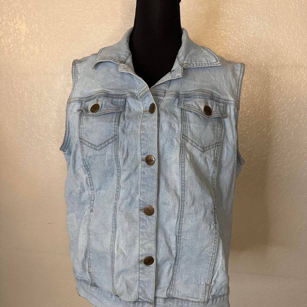 Vintage Y2K Bend Over light blue denim vest